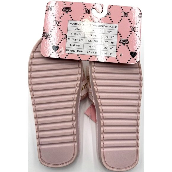 Juicy Couture Womens Plush Pink Slippers Size S With Quilted Logo Bow Design - Picture 2 of 3